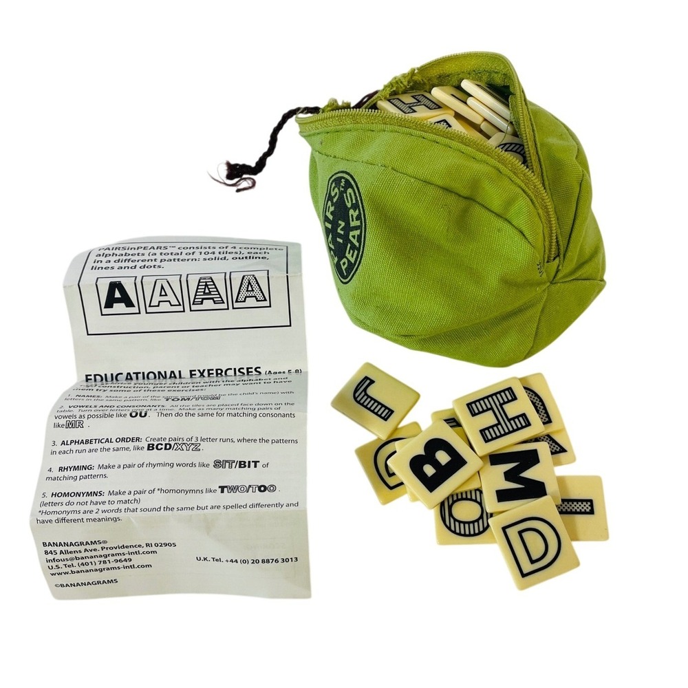 Bananagrams Pairs in Pears Word Game Educational Letter Tiles Phonics Literacy
